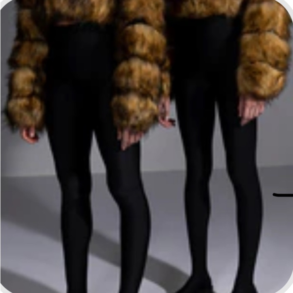 Faux Fur Jacket with Black Leggings